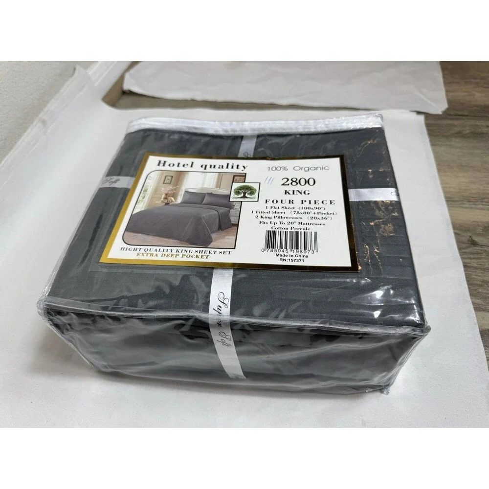2800 Series 4-Piece King Sheet Set microfiber material Dark Gray Deep Pockets